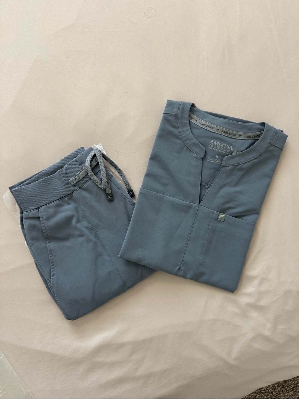 Fabletics Women Vintage Grey Joggers & Scrub Top Set